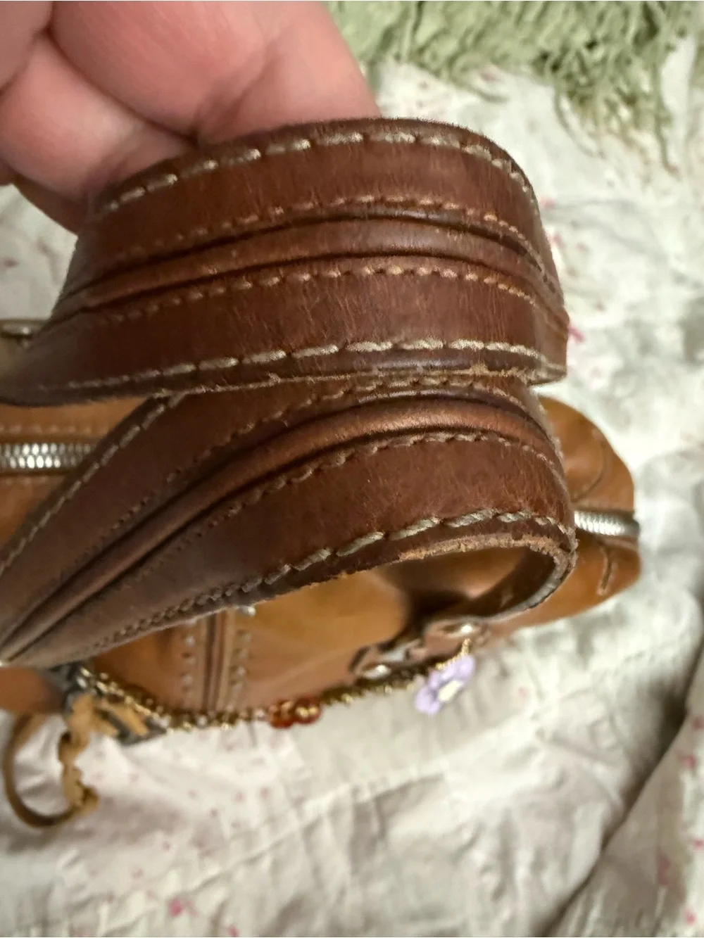 Vintage Michael Kors Astor Studded Leather Satchel In Cognac
